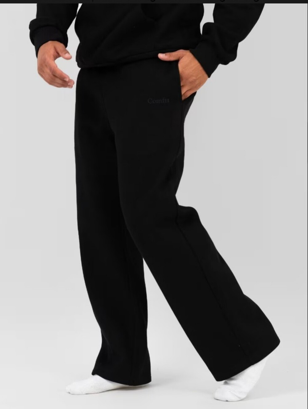 Comfrt Black Relaxed Straight-Leg Sweatpants